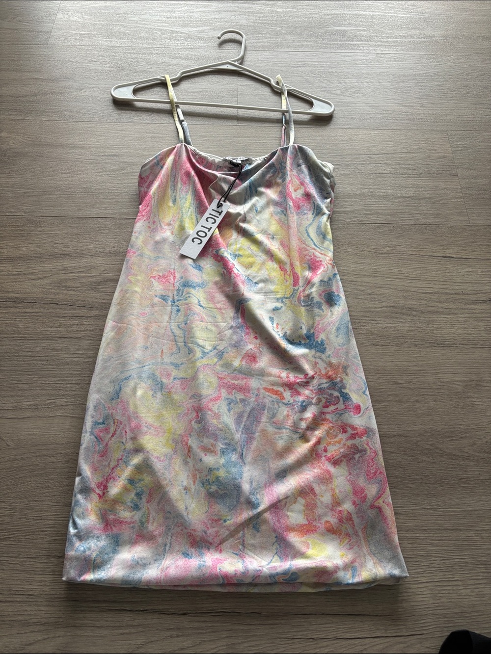 Tie-Dye Satin Slip Mini Dress - Multicolor
